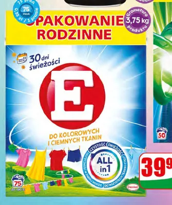 Proszek do prania E All in 1 do kolorowych i ciemnych tkanin promocja w Dino