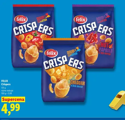 Orzeszki ziemne w skorupce Felix Crispers Double Sensation Hot Paprika & Red Pepper promocja w Lidl
