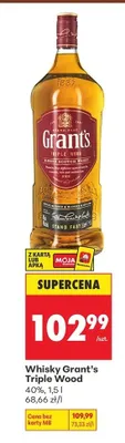 Whisky Grant's Triple Wood 40% promocja w Biedronka