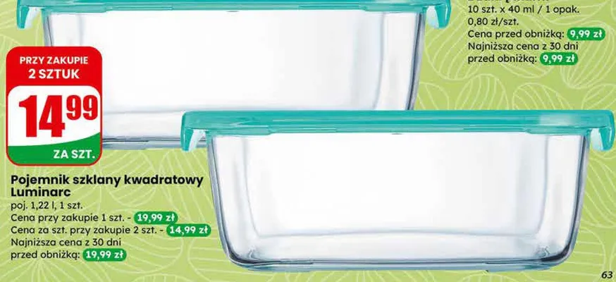 Pojemnik szklany kwadratowy Luminarc promocja w Dino
