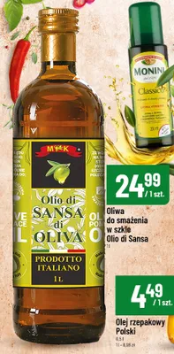 Oliwa do smażenia w szkle Olio di Sansa M&K promocja w POLOmarket