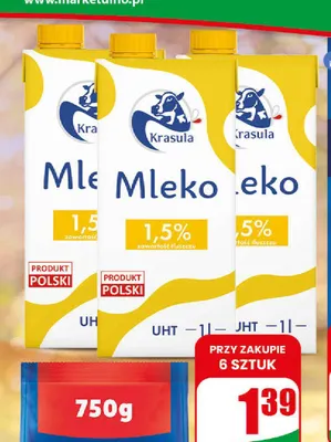 Mleko UHT Krasula 1,5% promocja w Dino