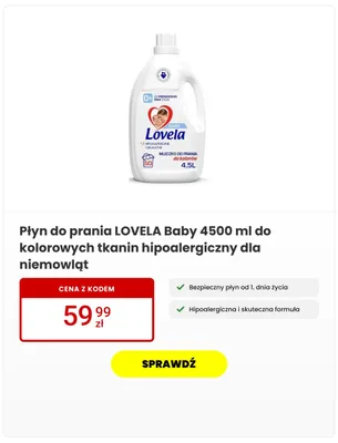 Płyn do prania Lovela Baby do kolorowych tkanin hipoalergiczny dla niemowląt promocja w Media Expert