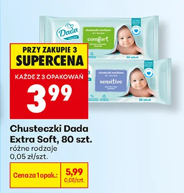 Chusteczki nawilżane Dada Extra Soft Comfort promocja w Biedronka