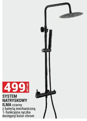 System natryskowy ILMA czarny z baterią mechaniczną 1-funkcyjna ręczka dostępny kolor chrom promocja w Merkury Market