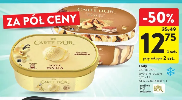 Lody Carte D'Or Velvety Vanilla promocja w Intermarche