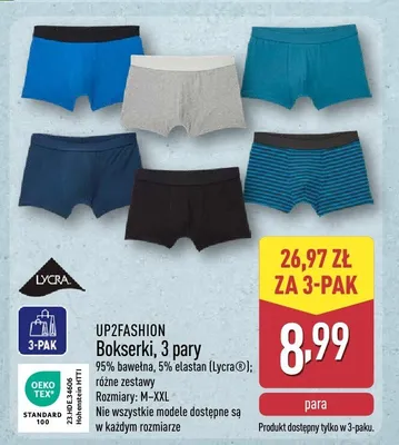 Bokserki, 3 pary Up2fashion promocja w Aldi