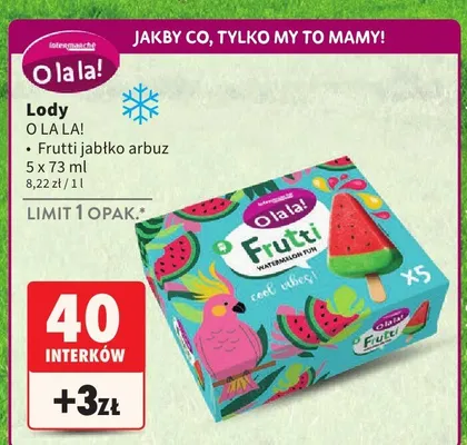 Lody Frutti jablko arbuz promocja w Intermarche