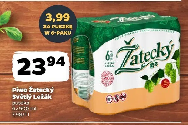 Piwo Žatecký Světlý Ležák puszka promocja w Netto