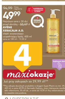 Olejek oczyszczający uzupełniający lipidy Avène Xeracalm A.D. promocja w Super-Pharm
