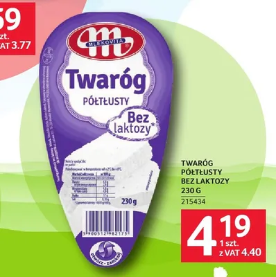 Twaróg półtłusty bez laktozy Mlekovita promocja w Selgros