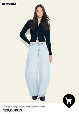 Jeansy o kroju barrel z wysokim stanem Bershka promocja w Bershka