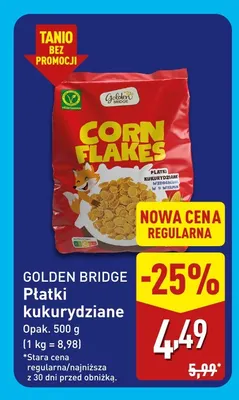 Płatki kukurydziane Golden Bridge promocja w Aldi