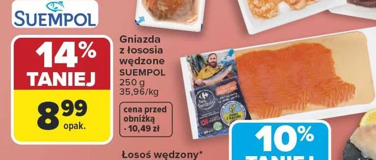 Gniazda z łososia wędzone promocja w Carrefour Market