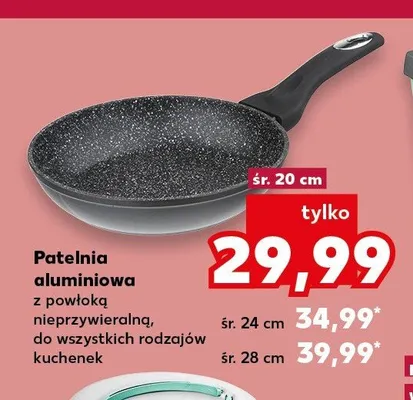 Patelnia aluminiowa z powłoką nieprzywieralną do wszystkich rodzajów kuchenek śr. 28cm promocja w Kaufland