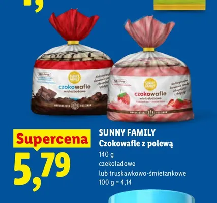 Czokowafle z polewą truskawkowo-śmietankową Sunny Family promocja w Lidl