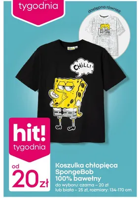 Koszulka chłopięca SpongeBob 100% bawełny CENY OD: promocja w Pepco