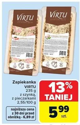 Zapiekanka Virtu z pieczarkami, z szynką promocja w Carrefour