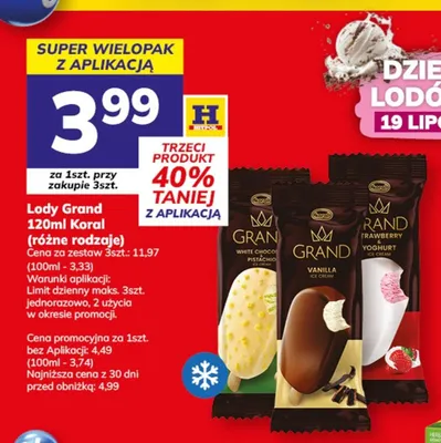 Lody Grand White Choco Pistachio Koral promocja w Hitpol