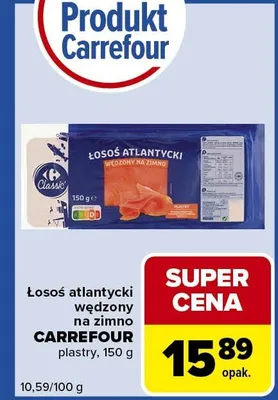Łosoś atlantycki wędzony na zimno plastry promocja w Carrefour Express