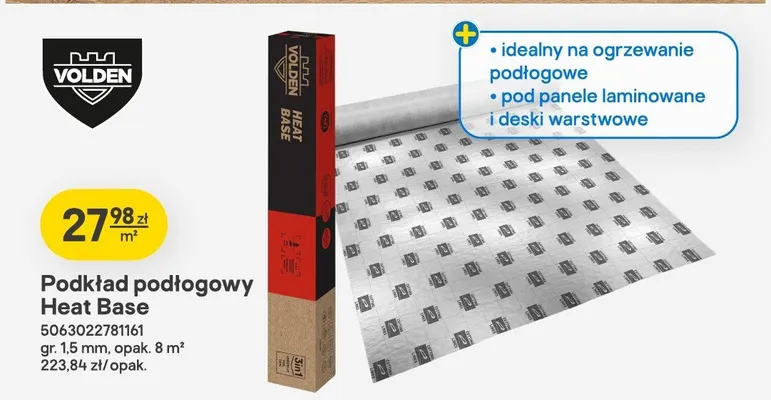 Podkład podłogowy VOLDEN Heat Base gr. 1,5mm promocja w Castorama