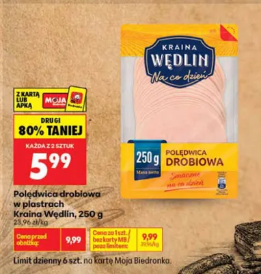 Polędwica drobiowa w plastrach Kraina Wędlin promocja w Biedronka