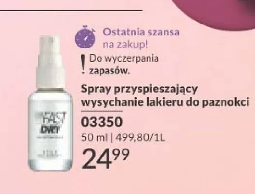 Spray przyspieszający wysychanie lakieru do paznokci promocja w AVON
