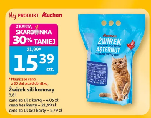 Żwirek silikonowy dla kotów Auchan promocja w Auchan