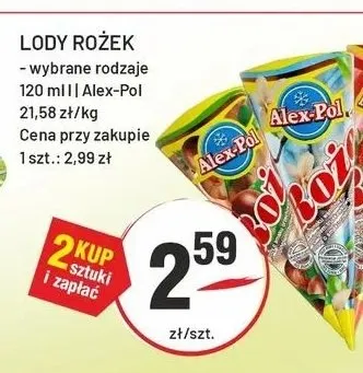 Lody rożek Alex-Pol promocja w Sedal