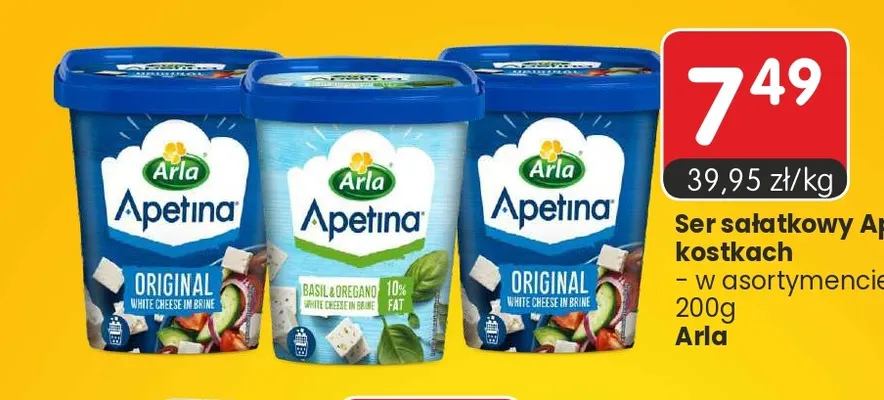 Ser sałatkowy Apetina w kostkach Arla promocja w Market Point