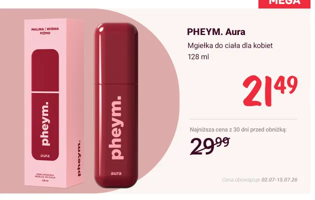 Mgiełka do ciała dla kobiet Pheym Aura promocja w Rossmann