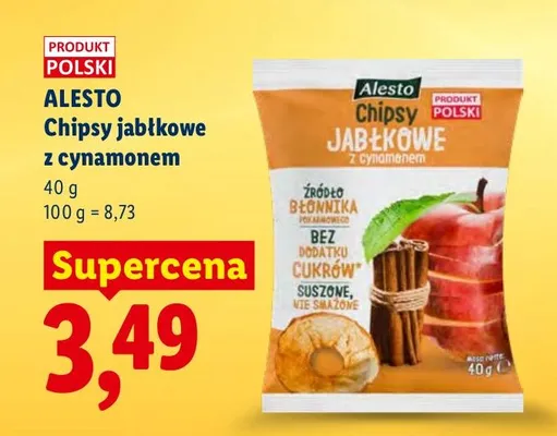 Chipsy jabłkowe z cynamonem promocja w Lidl