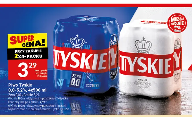 Piwo bezalkoholowe Tyskie 4-pak promocja w Twój Market