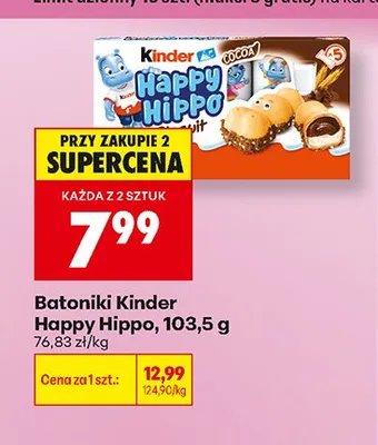 Batoniki Kinder Happy Hippo promocja w Biedronka