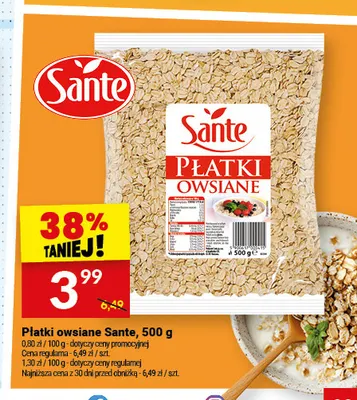 Płatki owsiane Sante promocja w Twój Market