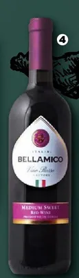 Wino Bellamico czerwone półsłodkie promocja w Netto
