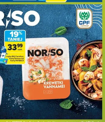 Krewetki obrane gotowane Nor/So Vannamei promocja w Carrefour