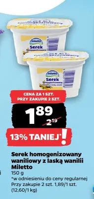Serek homogenizowany waniliowy z laską wanilii Miletto promocja w Netto