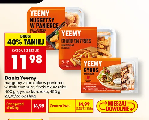 Dania Yeemy nuggetsy z kurczaka w panierce w stylu tempura promocja w Biedronka