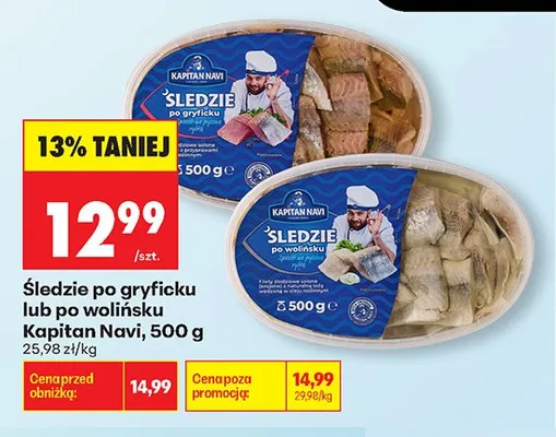 Śledzie po wolińsku Kapitan Navi promocja w Biedronka