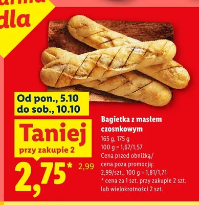 Bagietka z masłem czosnkowym Piekarnia Lidla promocja w Lidl
