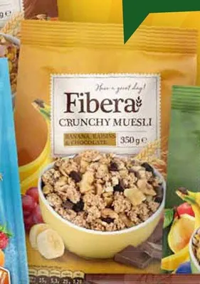 Muesli crunchy Fibera banan czekolada promocja w Stokrotka