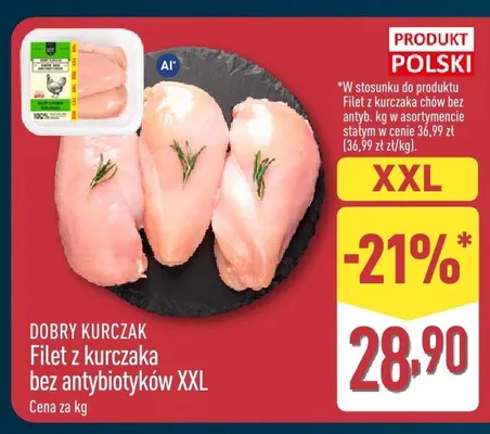 Filet z kurczaka bez antybiotyków Dobry Kurczak XXL promocja w Aldi