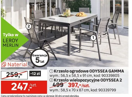 Krzesło wielopozycyjne ODYSSEA 2 promocja w Leroy Merlin