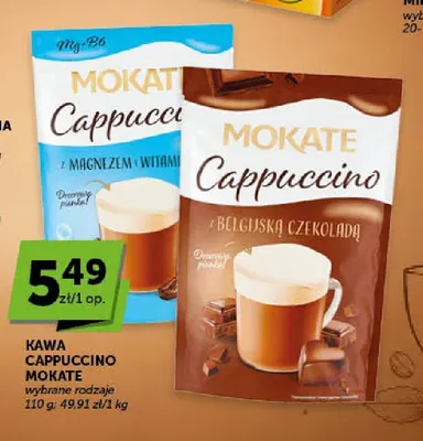 Kawa rozpuszczalna cappuccino Mokate z magnezem i witaminami promocja w ABC