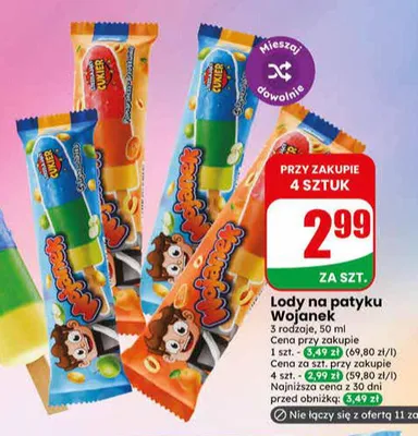 Lody na patyku Wojanek promocja w Dino