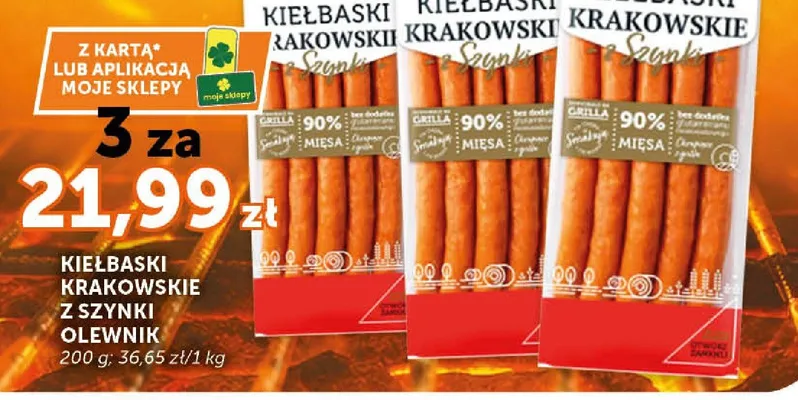 Kiełbaski krakowskie z szynki Olewnik promocja w Groszek