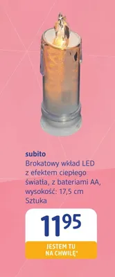 Brokatowy wkład LED z efektem ciepłego światła z bateriami Aa Subito promocja w Drogerie DM