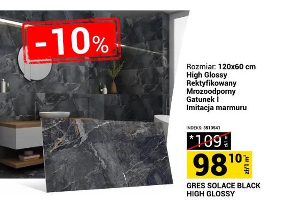 Gres Solace Black High Glossy promocja w Merkury Market
