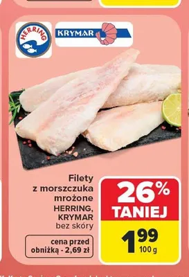 Filety z morszczuka mrożone bez skóry Herring promocja w Carrefour